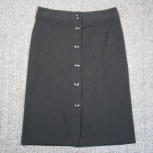 Vtg 90s Skirtology‎ Skirt 8 Black Button Front Straight Career Office Church USA